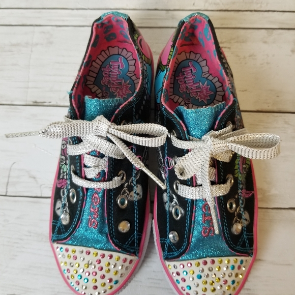 Skechers Twinkle Toes Light Up Heart Jeweled Canvas Sneakers - Picture 3 of 13
